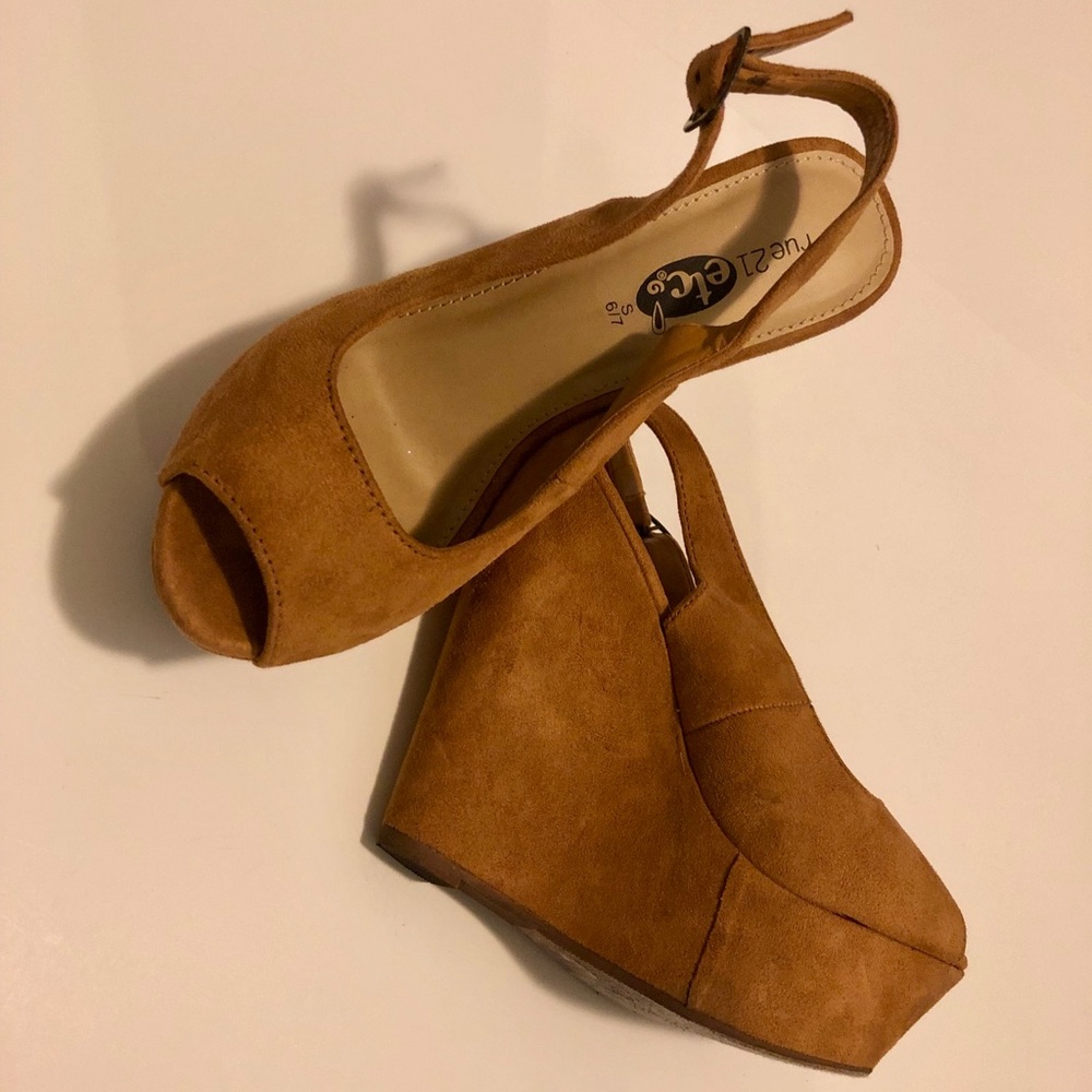 Faux suede wedge heels